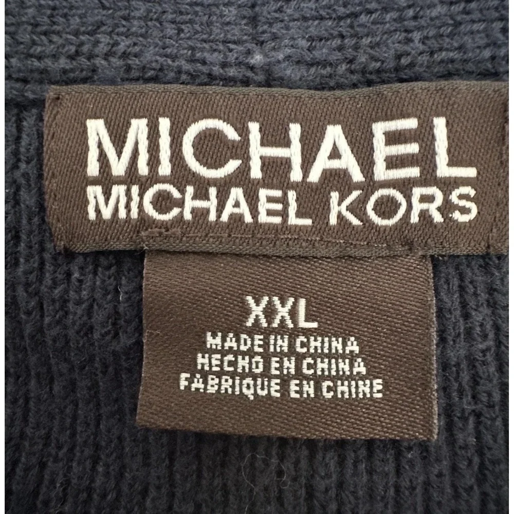 MICHAEL Michael‎ Kors Sweater Mens 2XL Blue Shawl Collar Cotton Knit Pullover